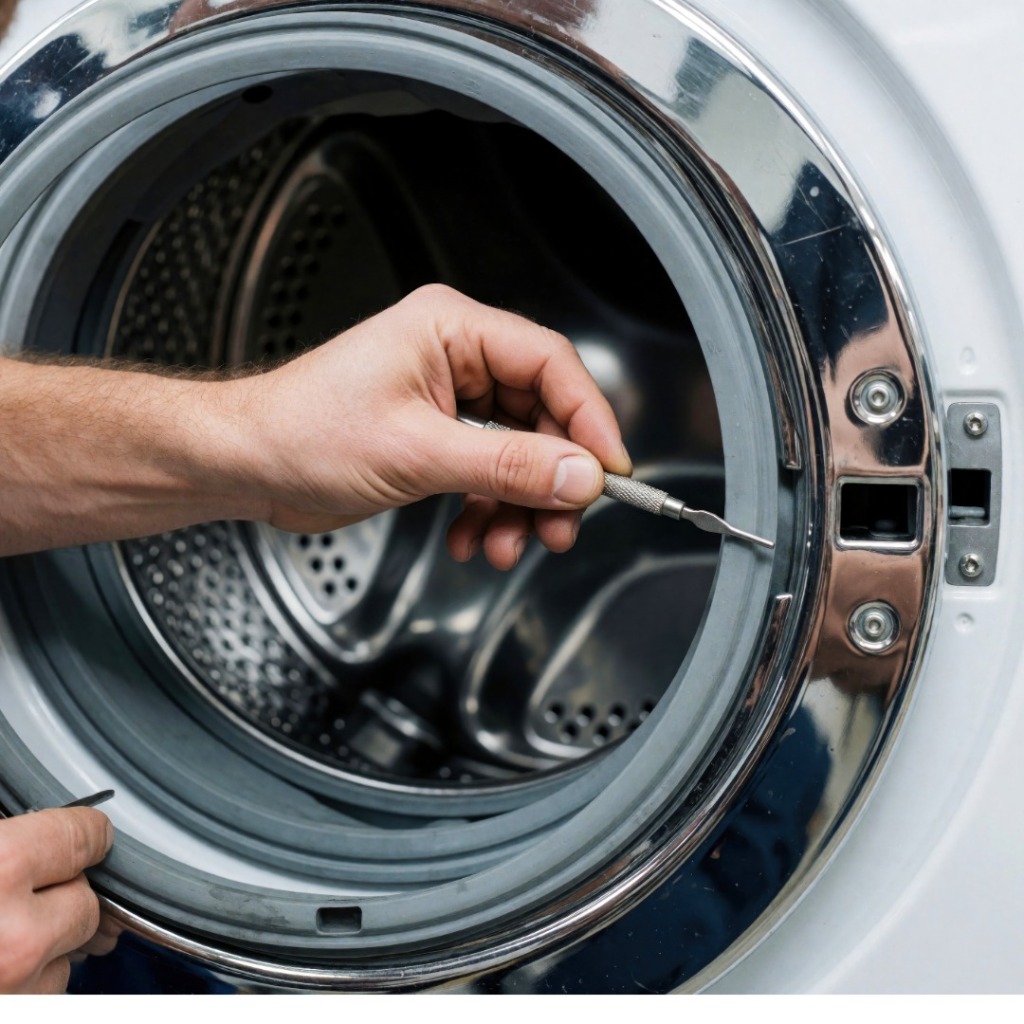 Inspecting washer door gasket seal